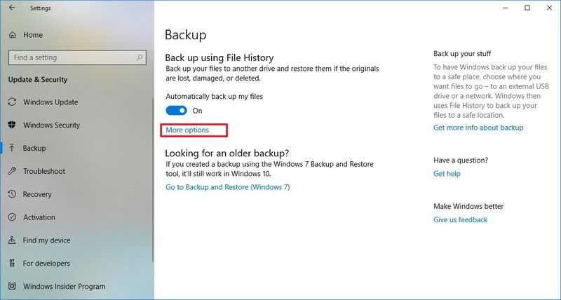 restore backup on windows