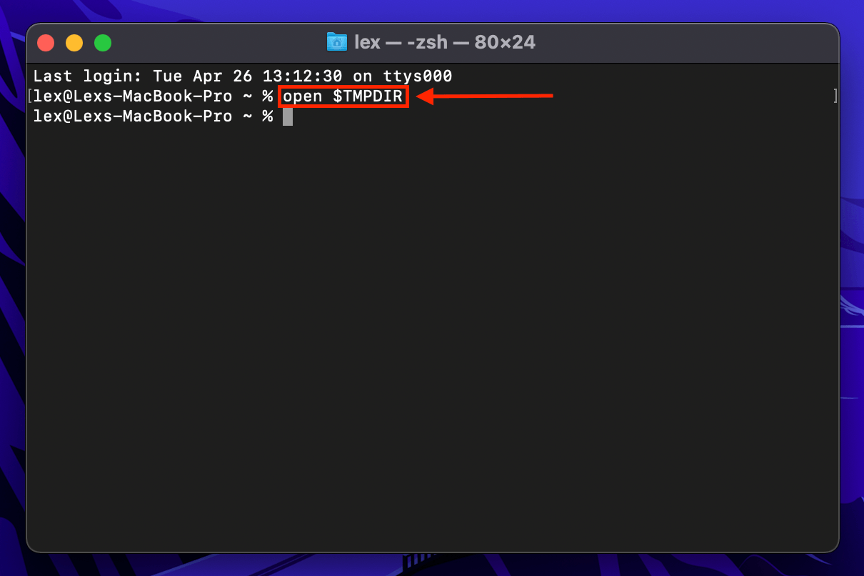 Open TMDIR command in the Terminal app