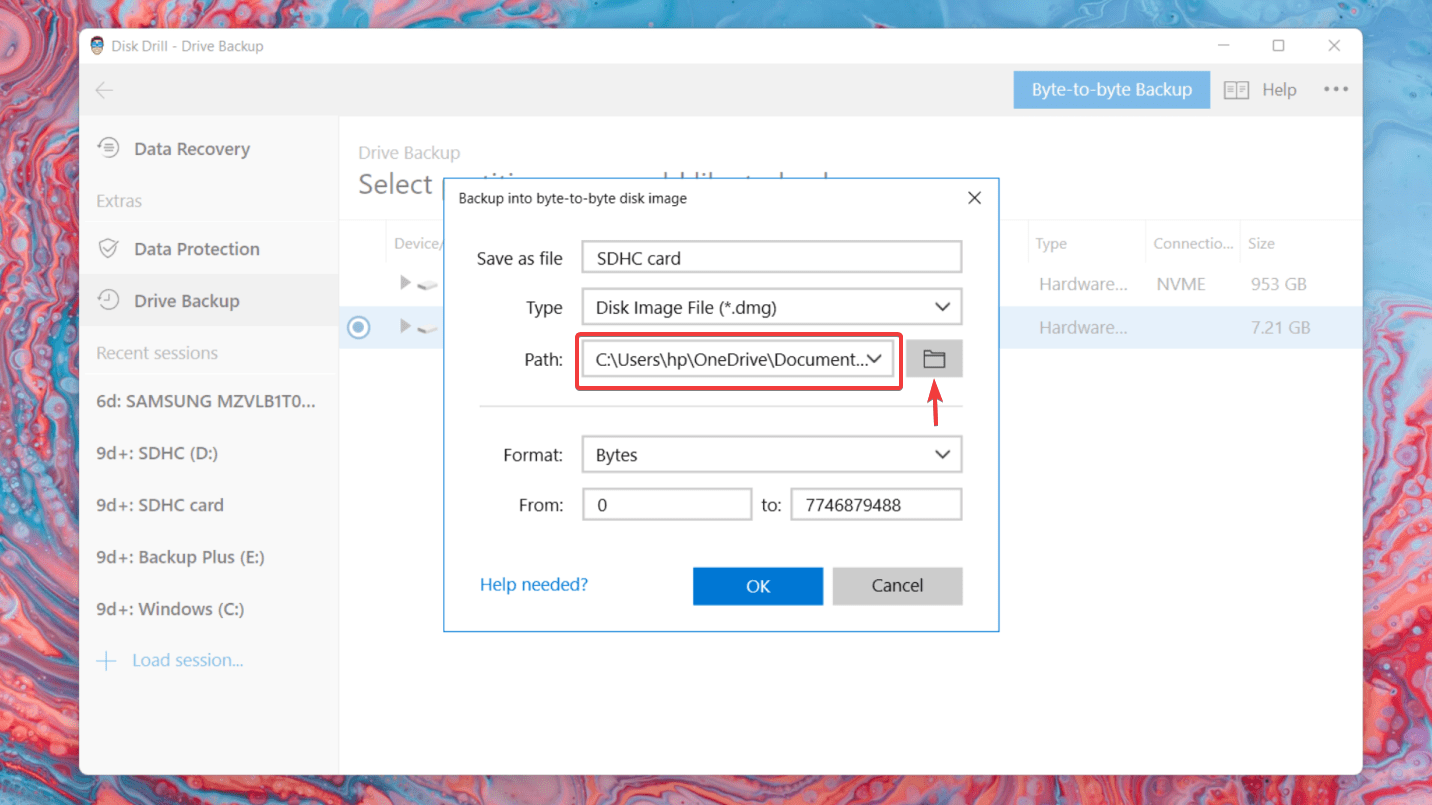 byte to byte backup configuration