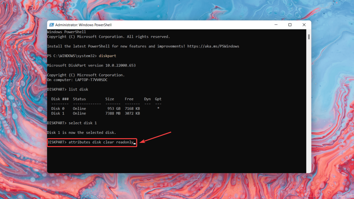 selecting disk on disk part