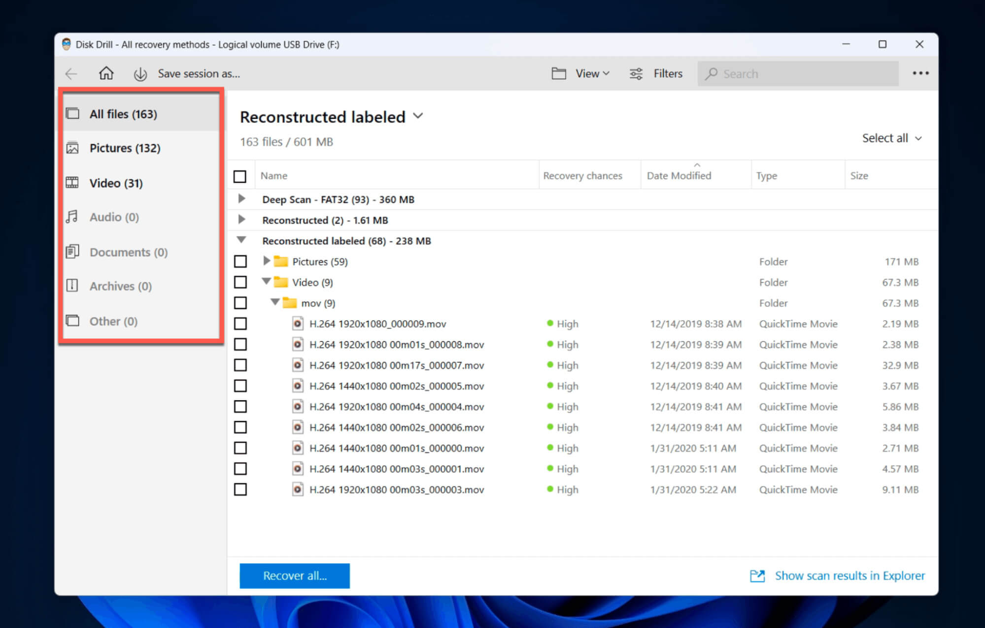 Disk Drill File Categories