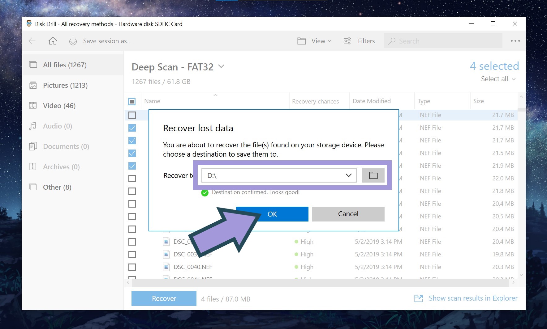 choosing a location for the recovered gigastone data