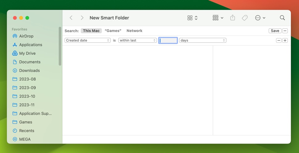 macos smart folder creation