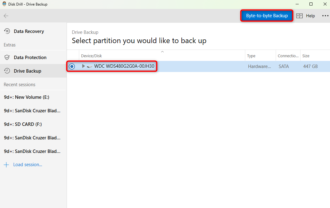 creating byte to byte backup