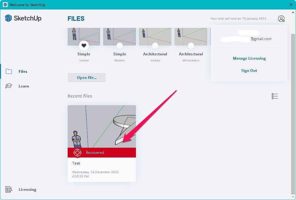 sketchup autorecover