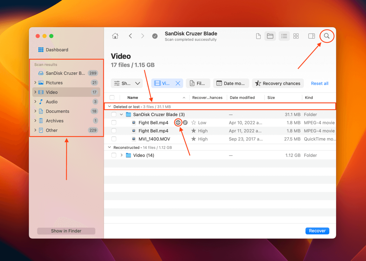 Disk Drill Time Capsule drive scan results window