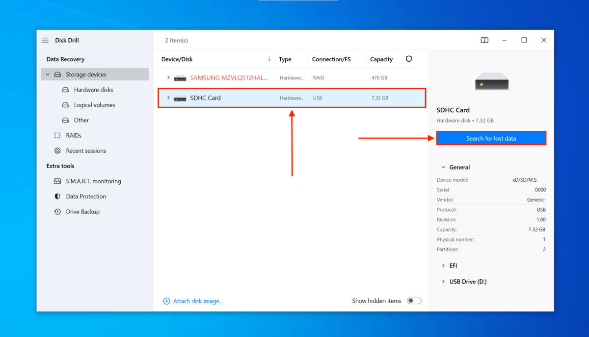 Disk Drill file selection screen