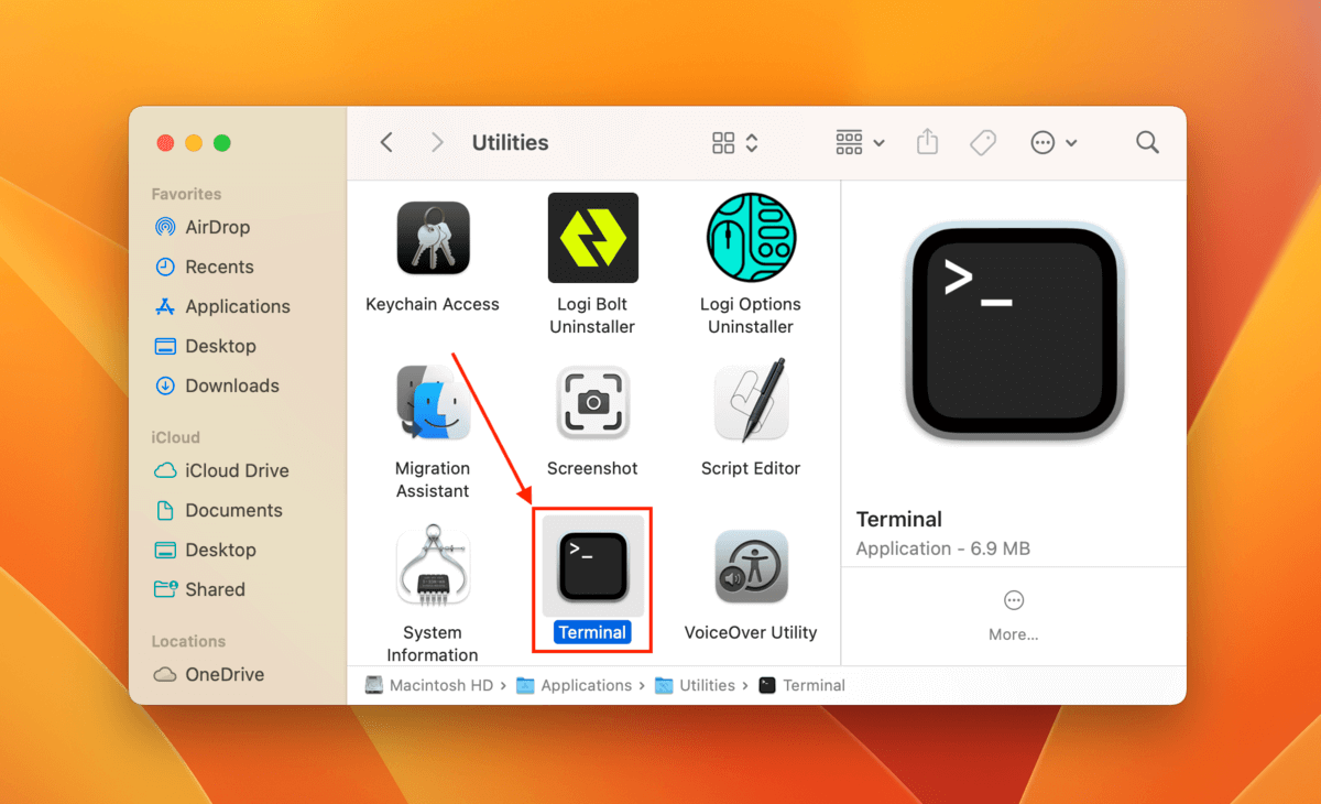 Terminal app icon in Finder