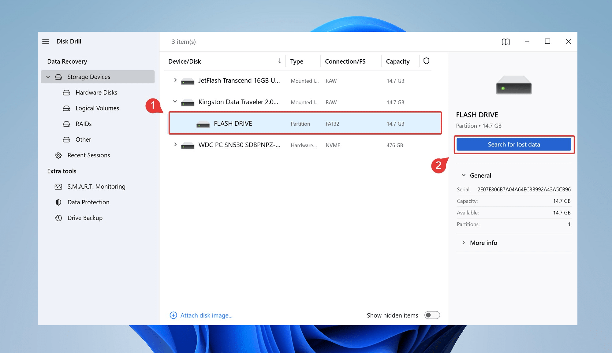 scanning the disk image