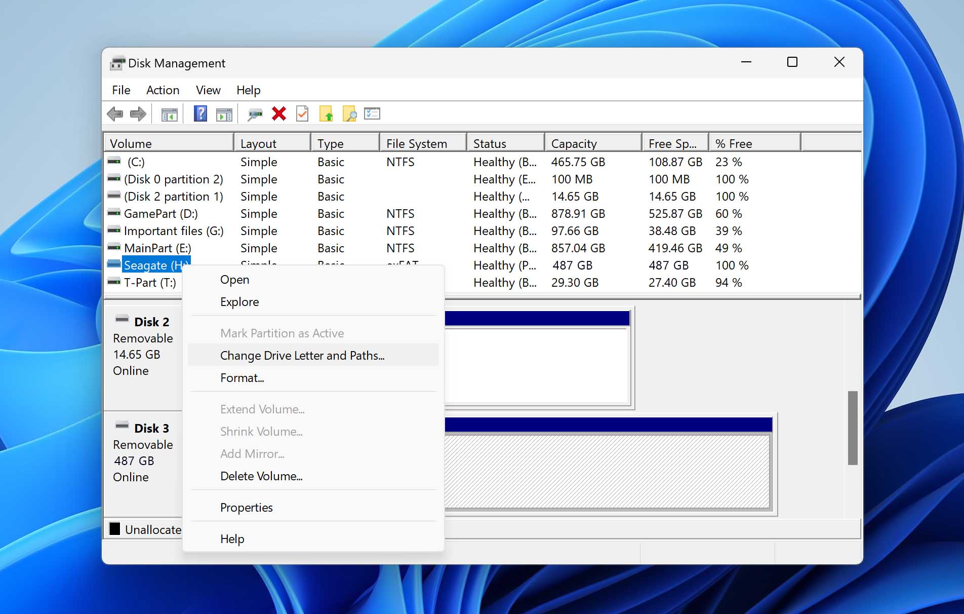 change drive letter in seagate external hdd