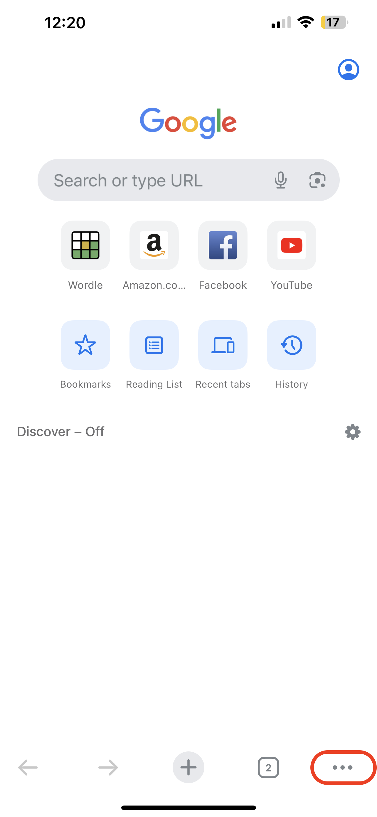 chrome menu on iPhone