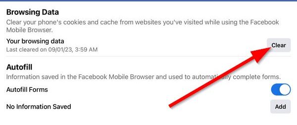 facebook clear cache