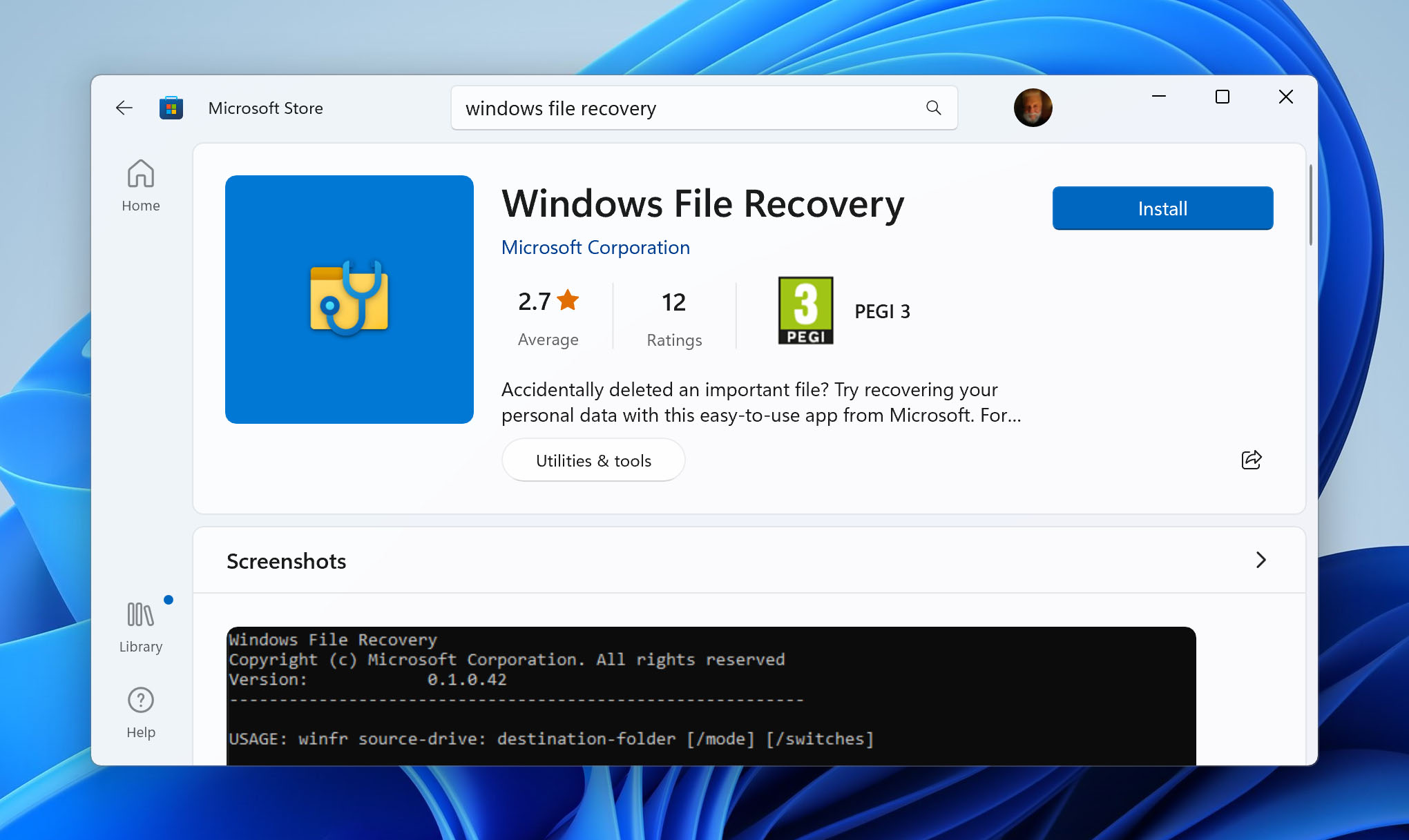 Download Windows File Recovery