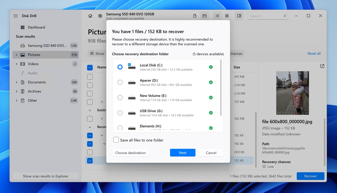 disk drill recovery location