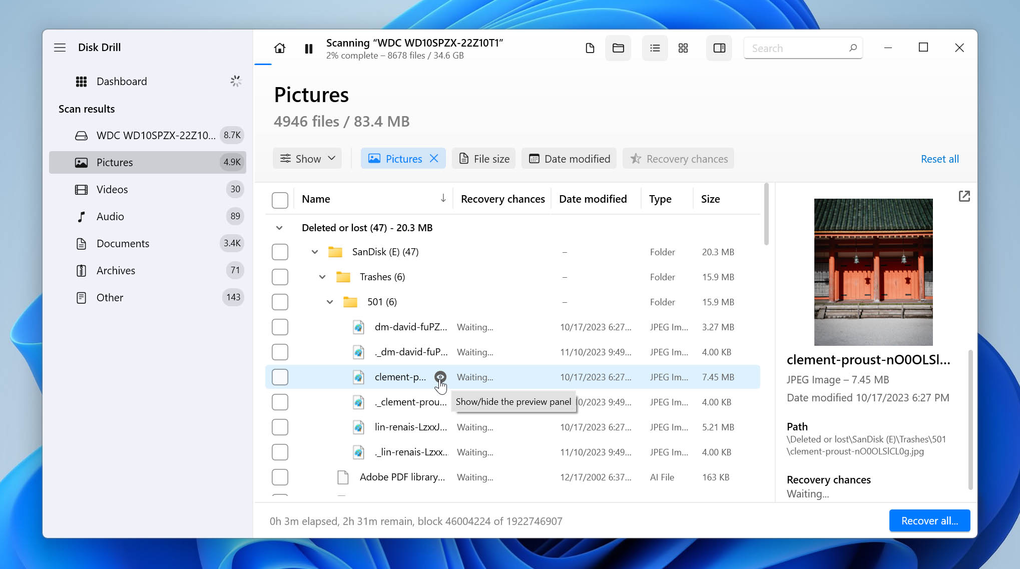 preview found data in disk drill