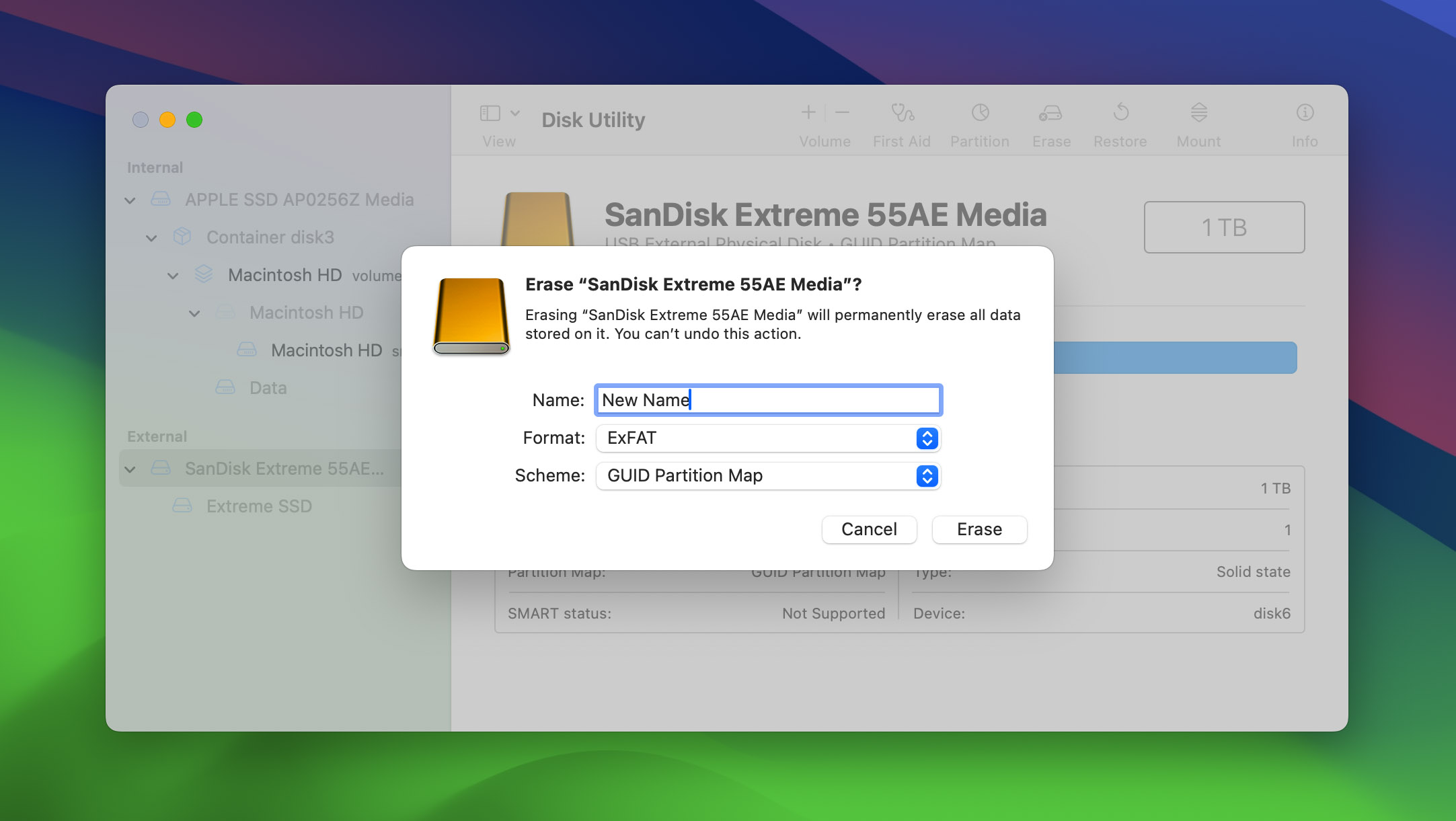 erase confirm disk utility