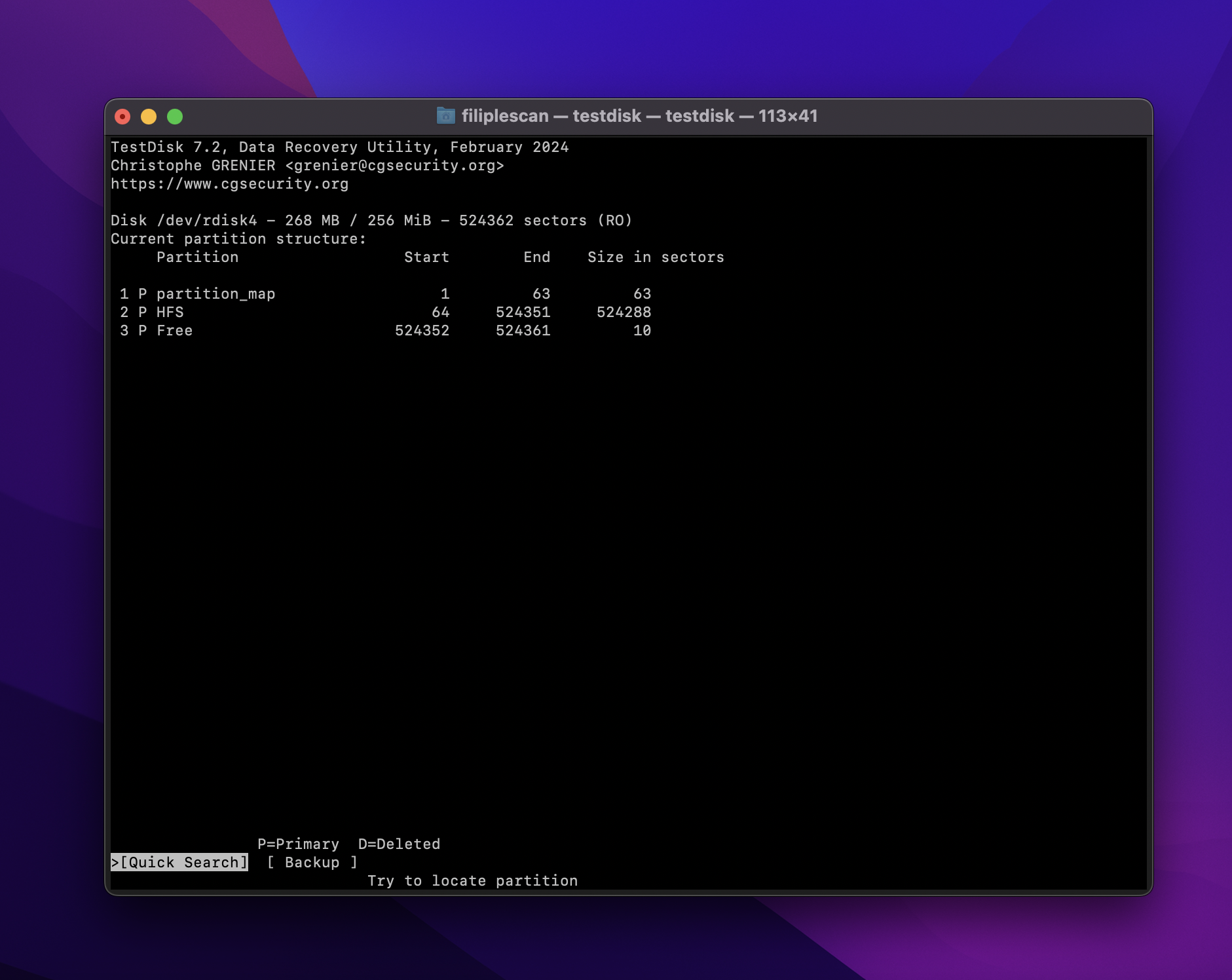 testdisk quick search
