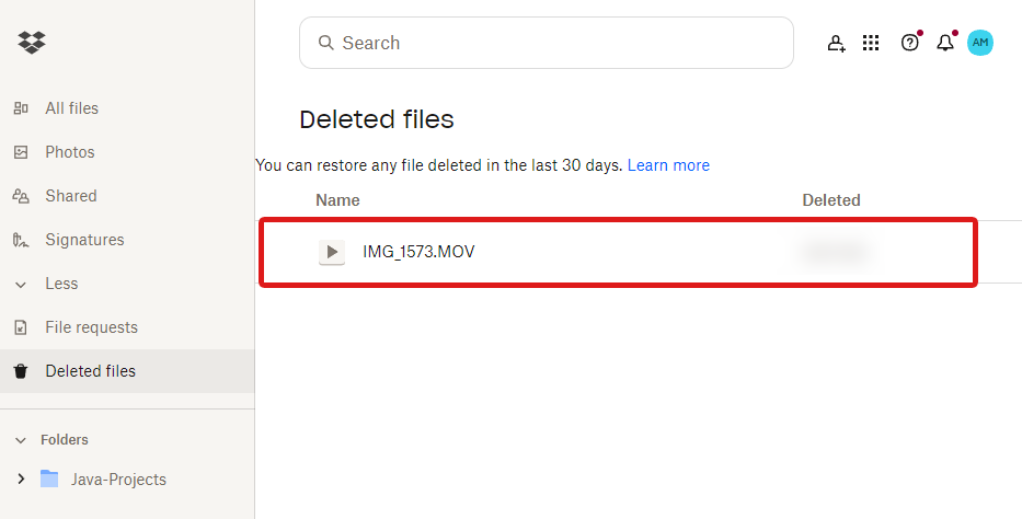 look for deleted files