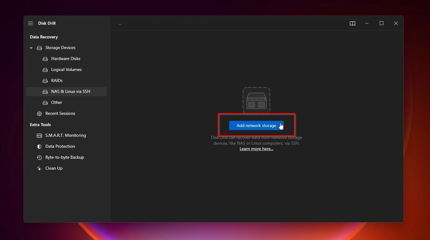 Disk Drill Add Network Storage