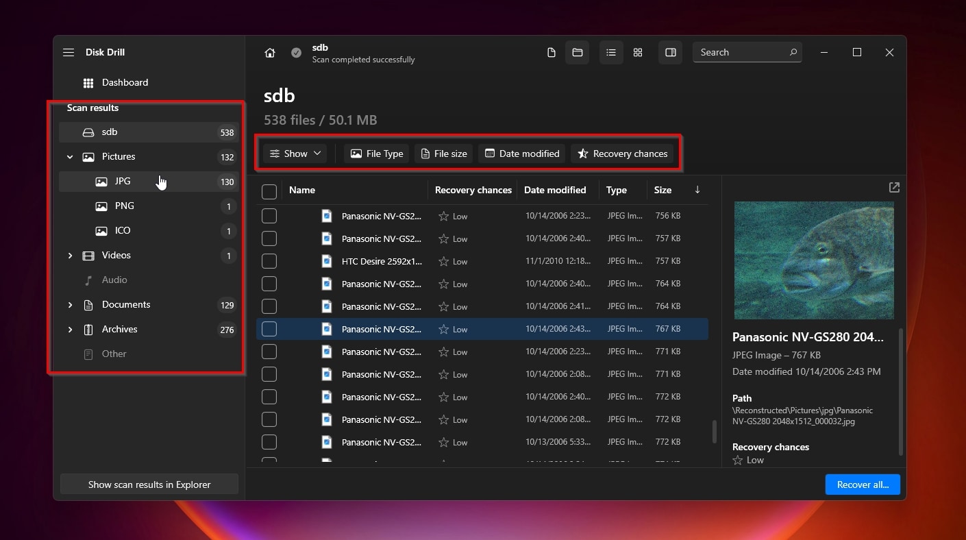 Disk Drill Use Categories And Filters To Make Sense Of Results