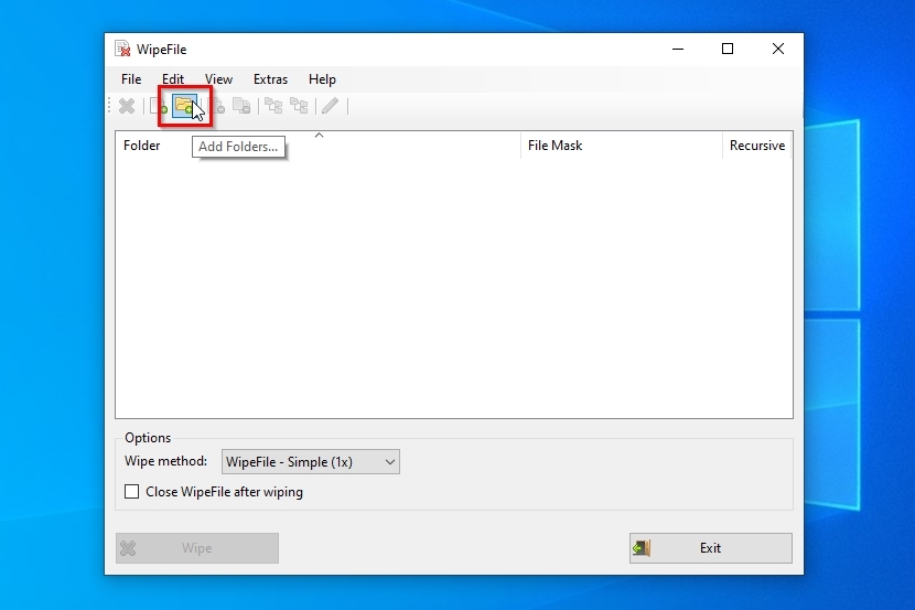 WipeFile Add Folders