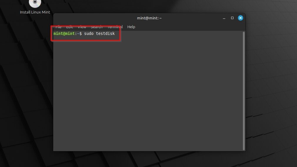 Linux Mint Sudo TestDisk