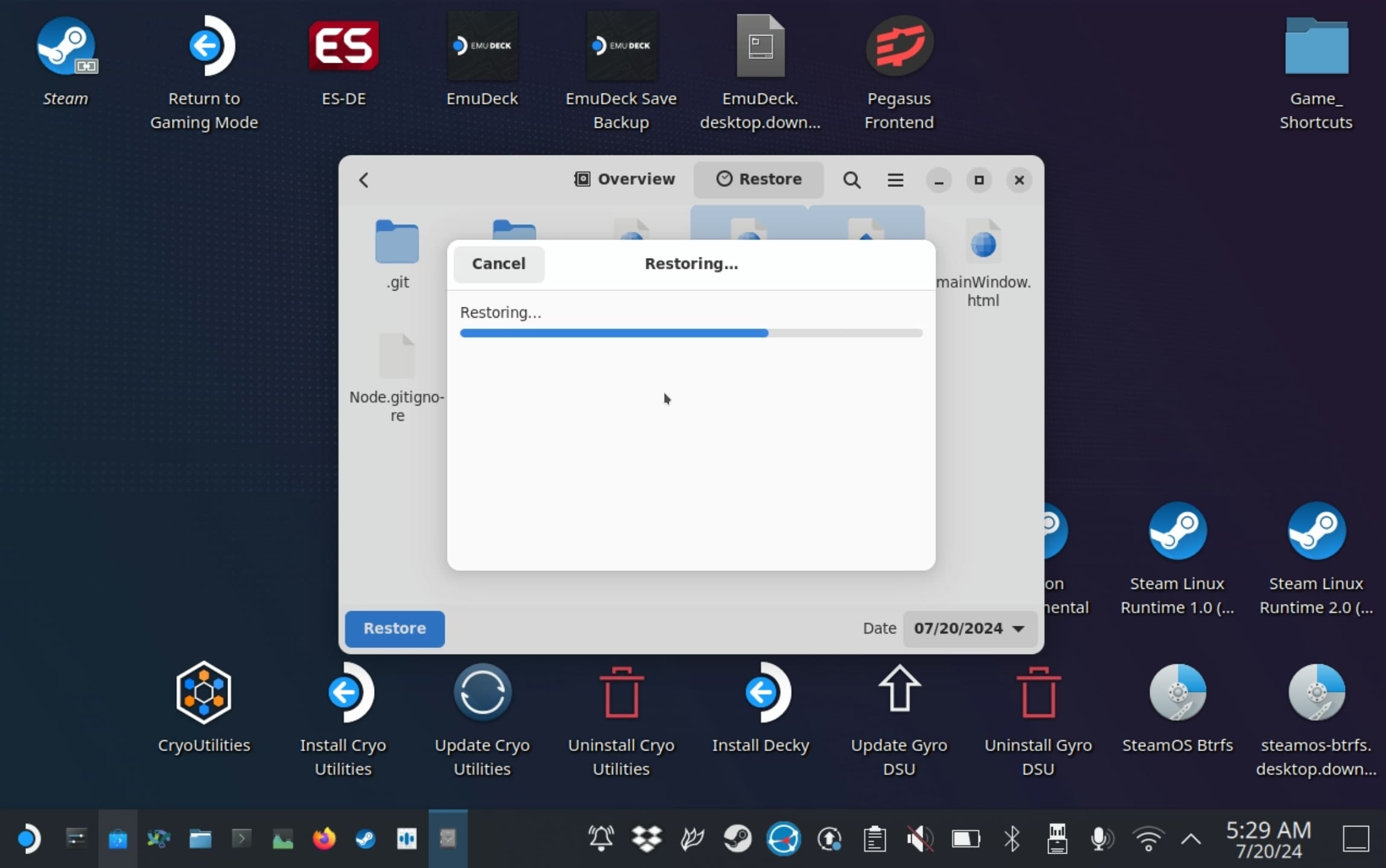 Steam Deck Backups Restoring Process