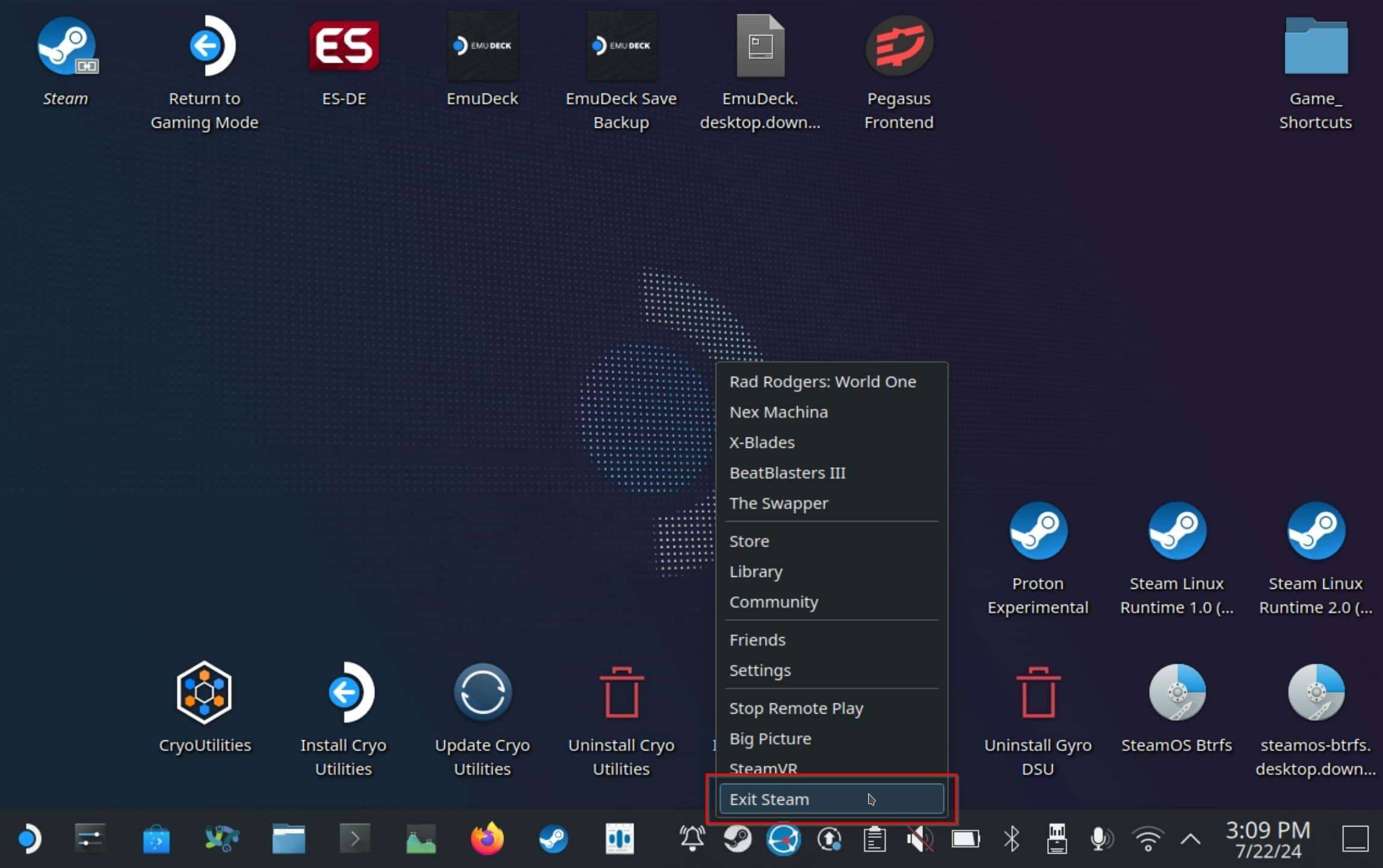 Steam Deck Desktop Exit Running Steam Client