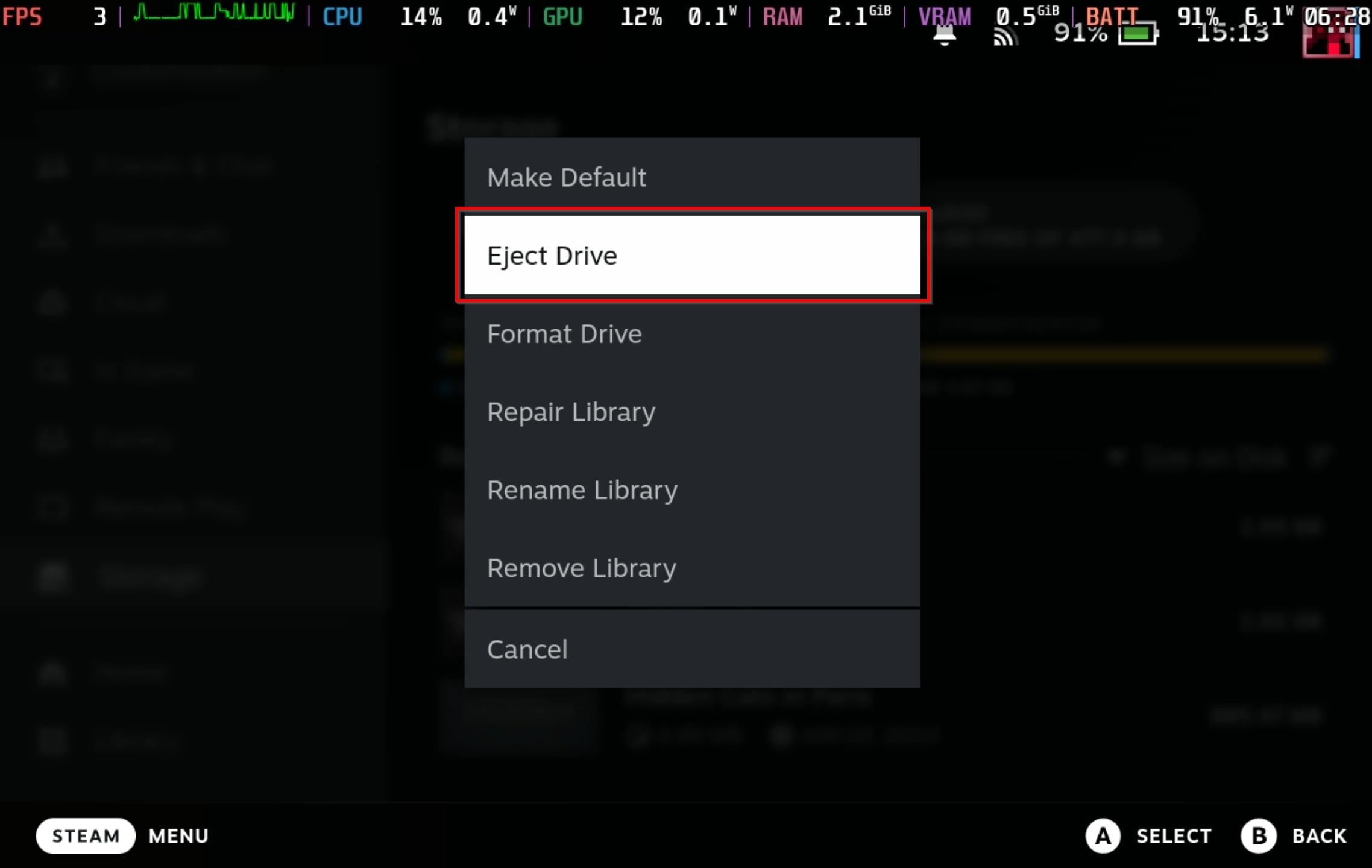 Steam Deck Eject Drive Before Removing SD Card