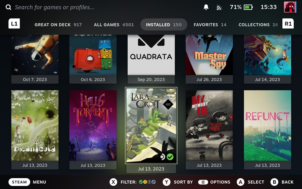 Steam Deck Locating Game In Library List
