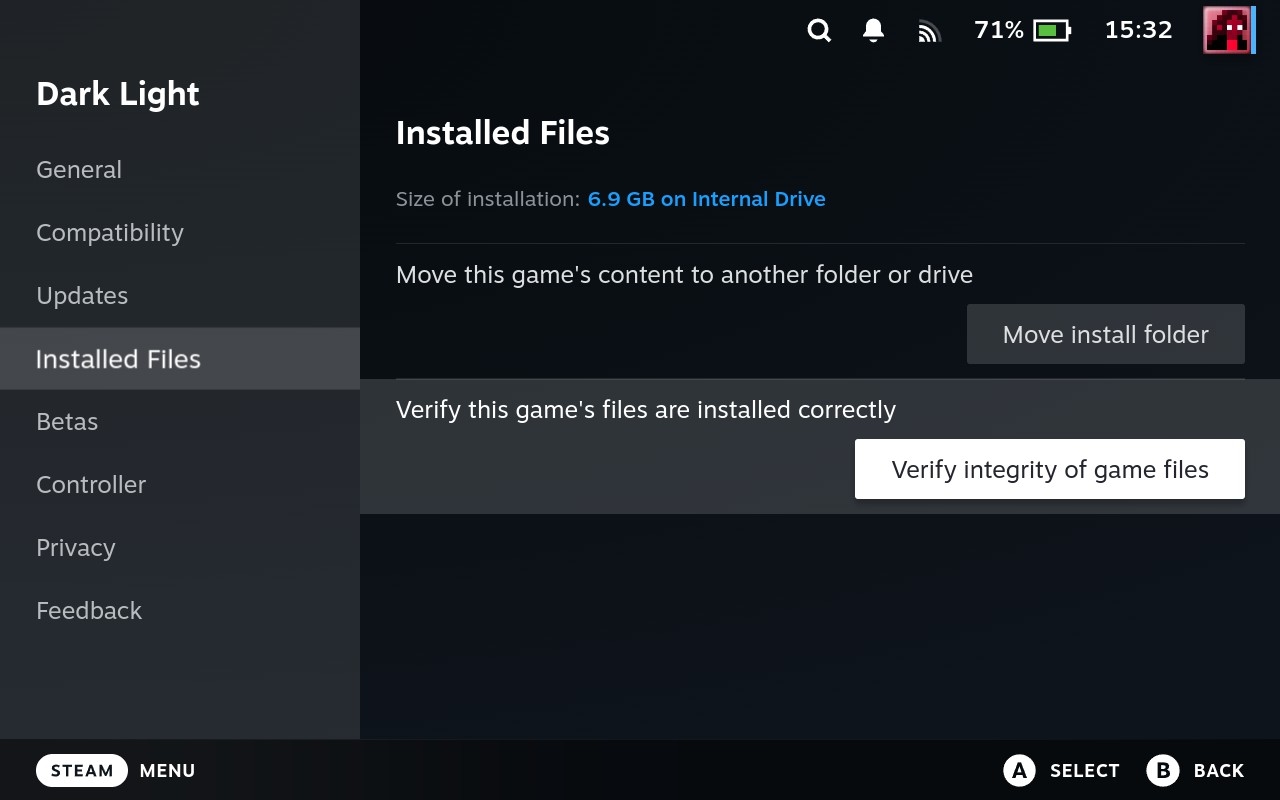 Steam Deck Verify Integrity Of Game Files Option