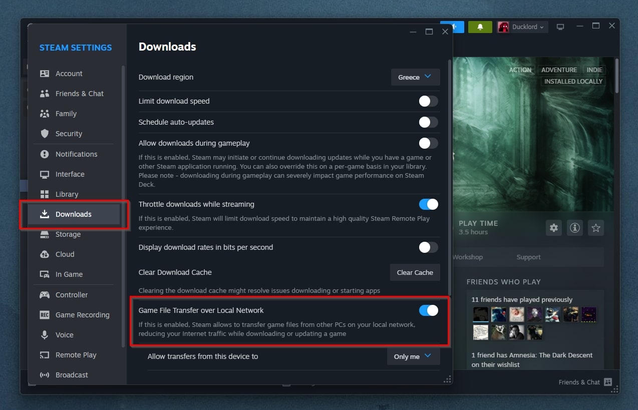 Steam Desktop Downloads Game File Transfer Over Local Network