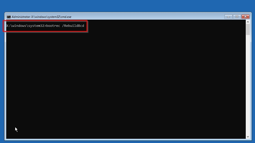 Windows RE BootRec /RebuildBCD