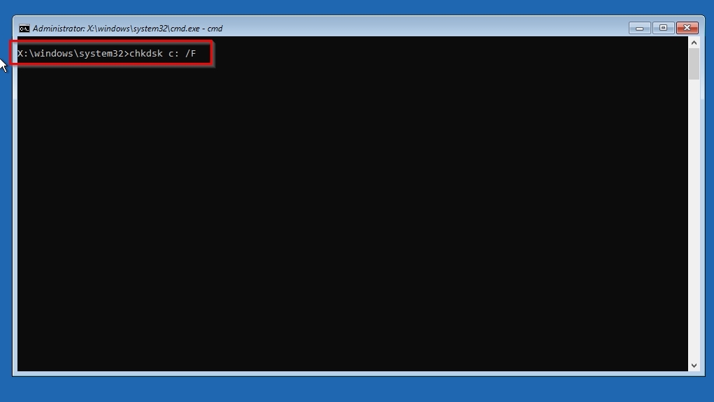 Windows RE CHKDSK c: /F
