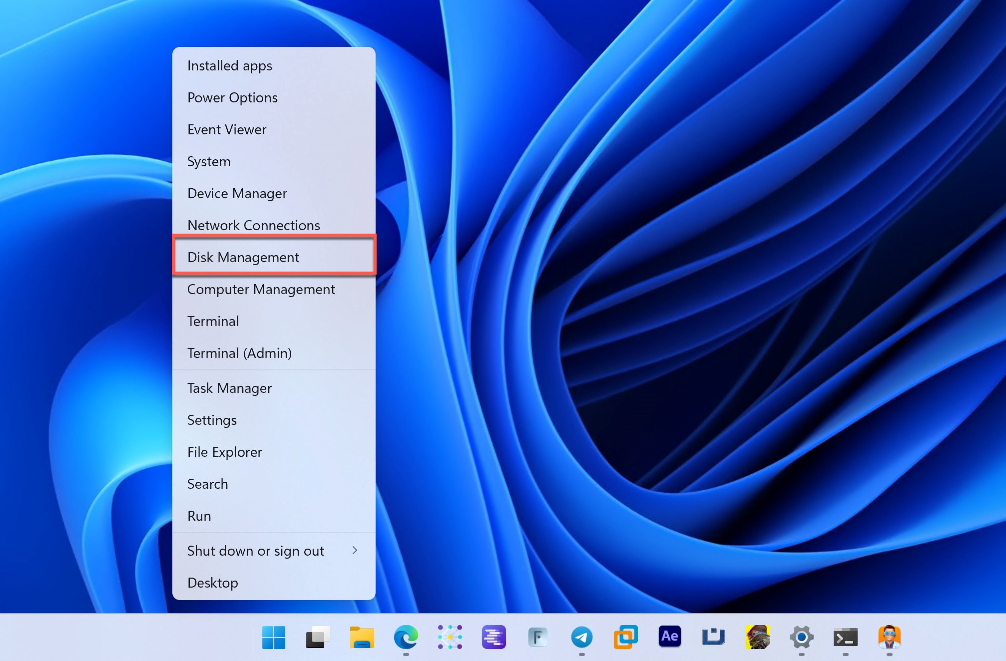 disk management highlighted windows