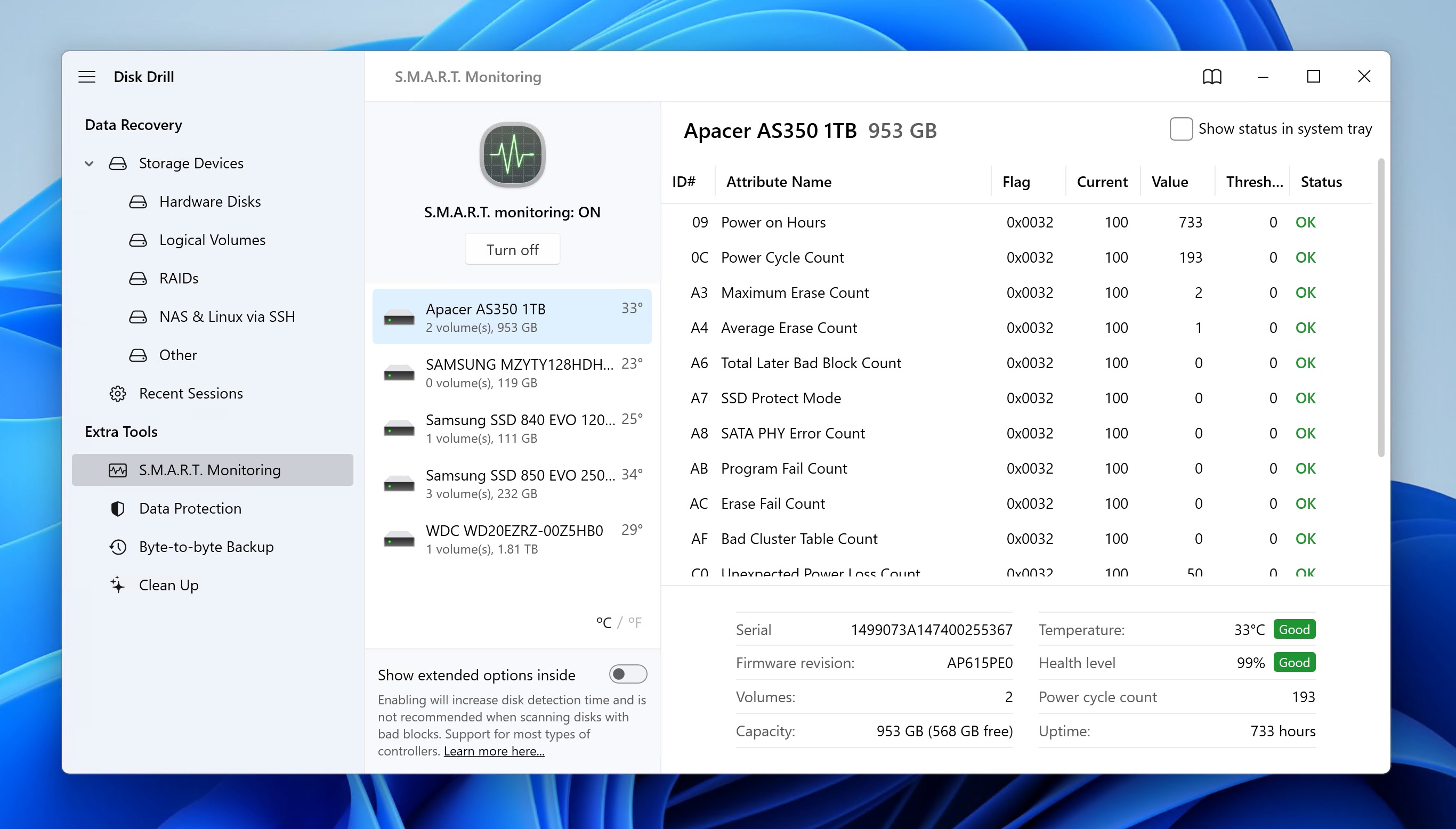 smart monitoring disk drill windows