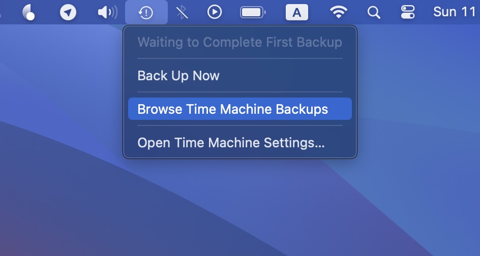 Select Browse Time Machine Backups