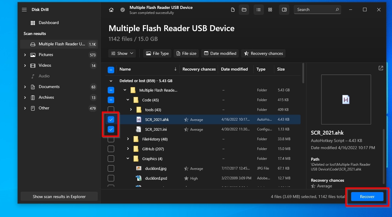 Disk Drill Marking Files For Recovery