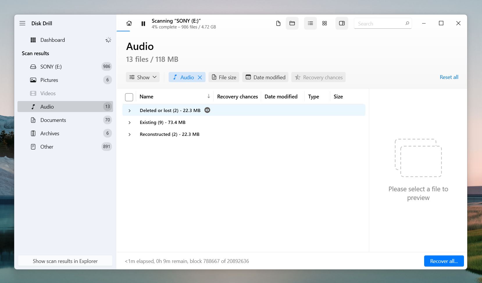 Now you’ll see a list of audio files