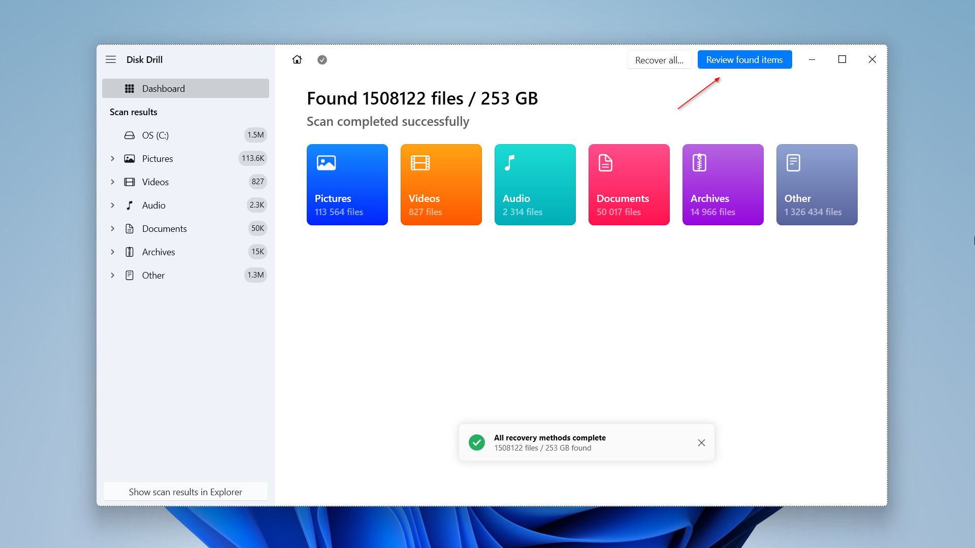 Disk Drill complete scan