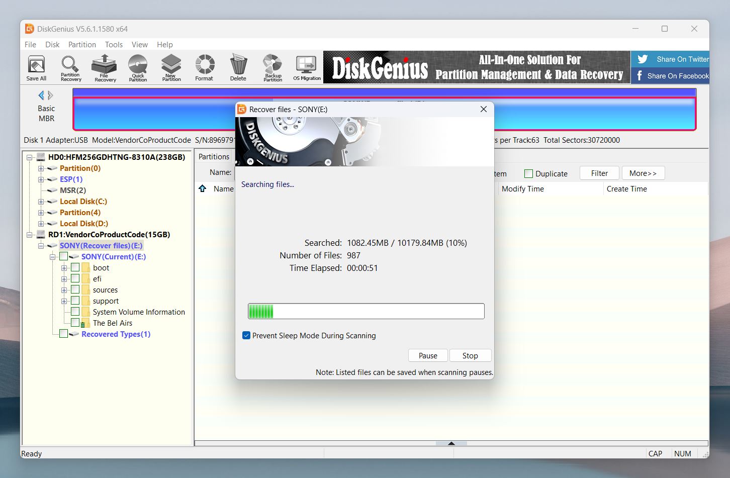 DiskGenius will scan your partition