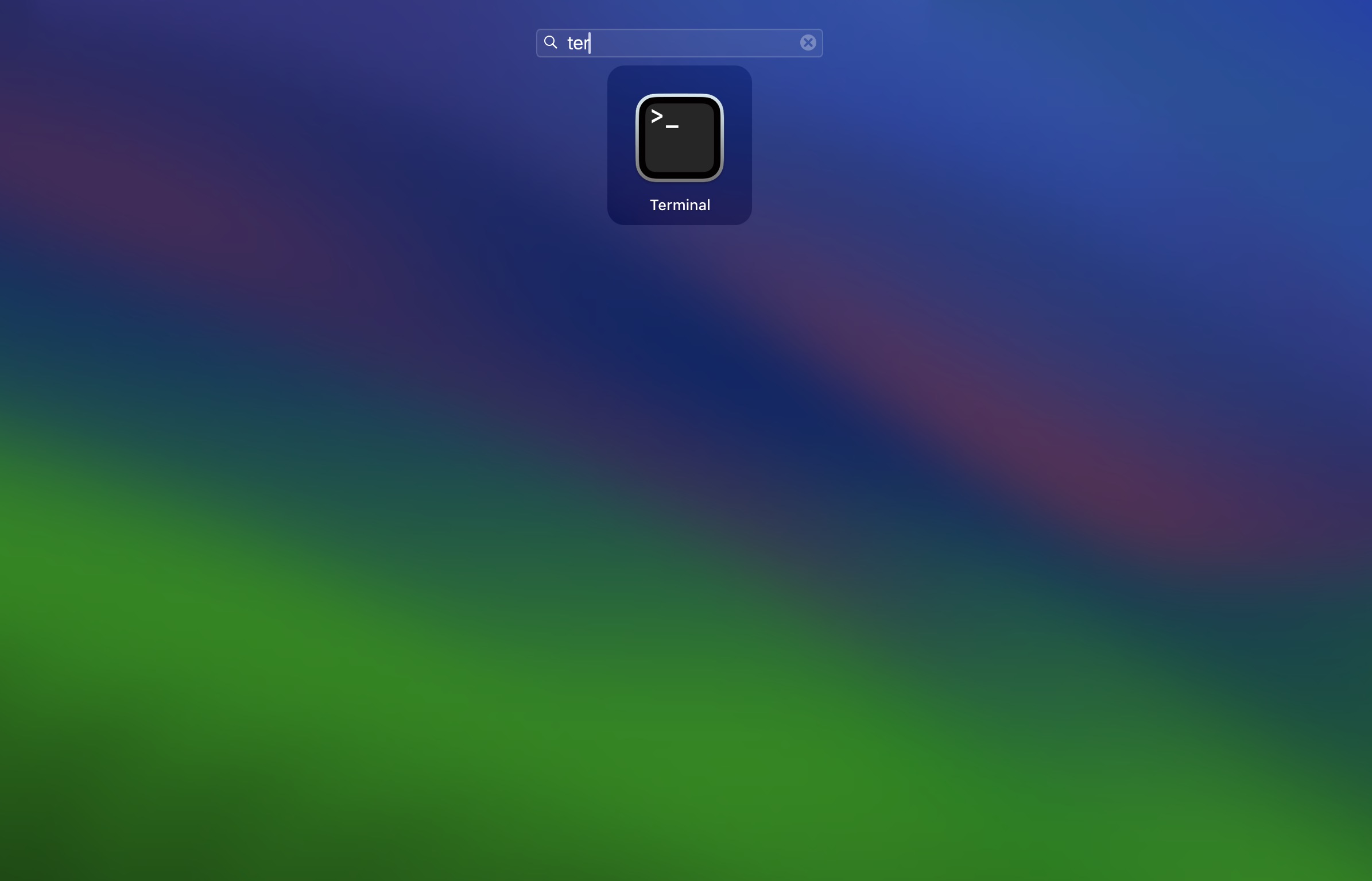 Type Terminal in the search bar