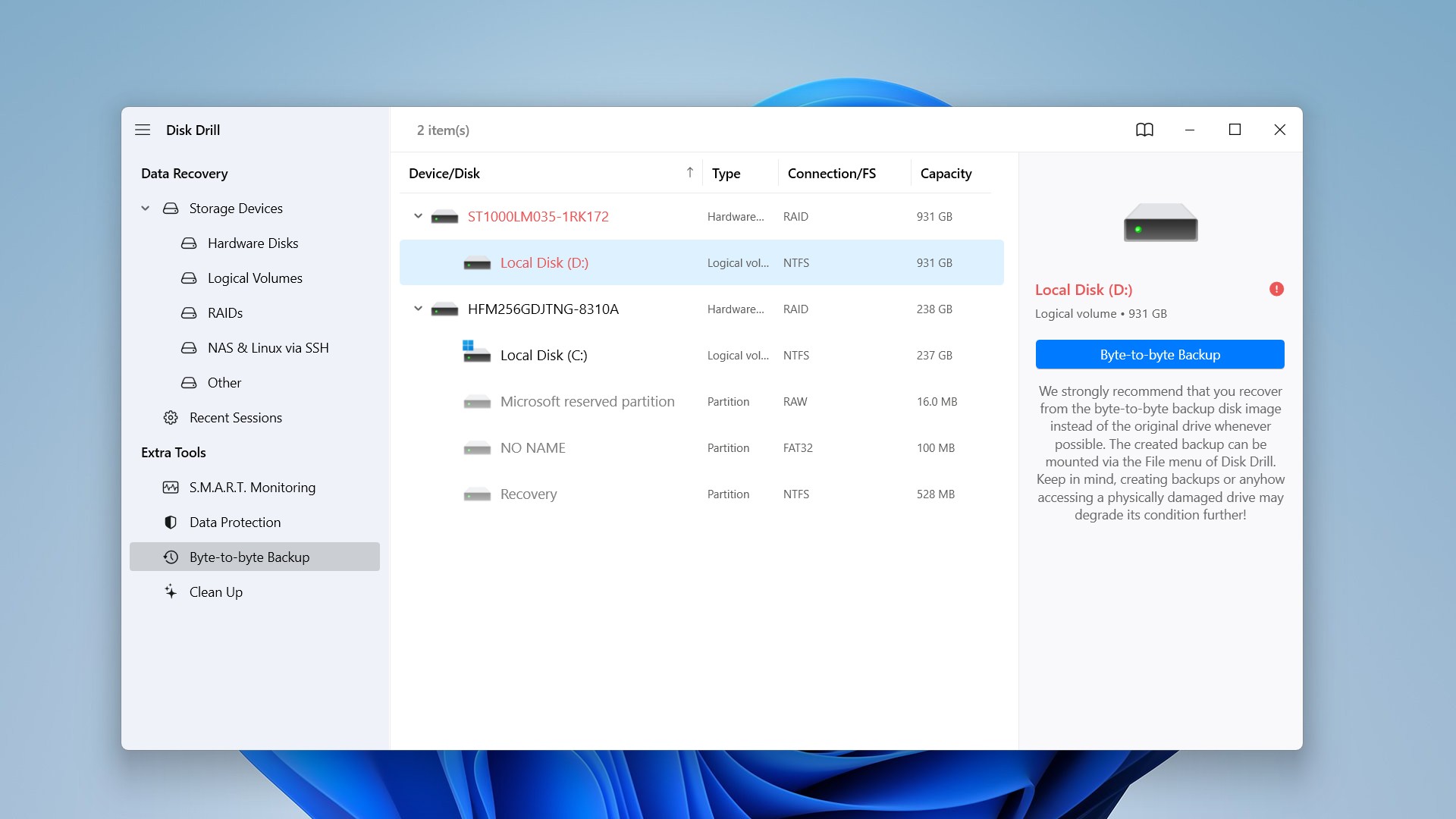 disk drill b2b interface