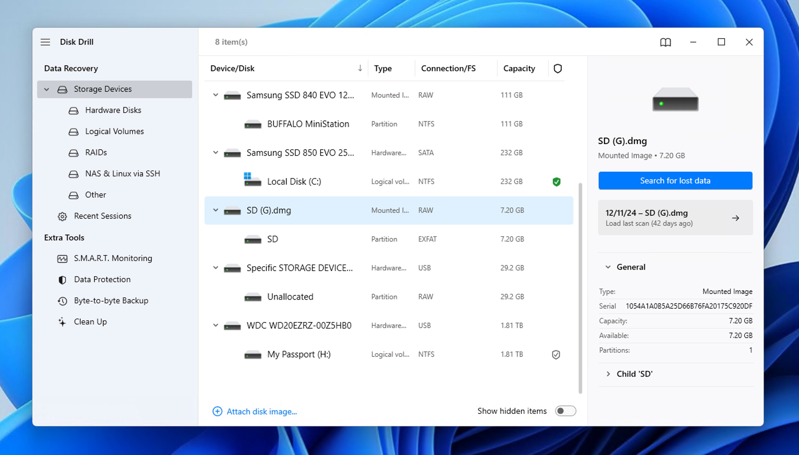 Disk Drill scanning a formatted partition