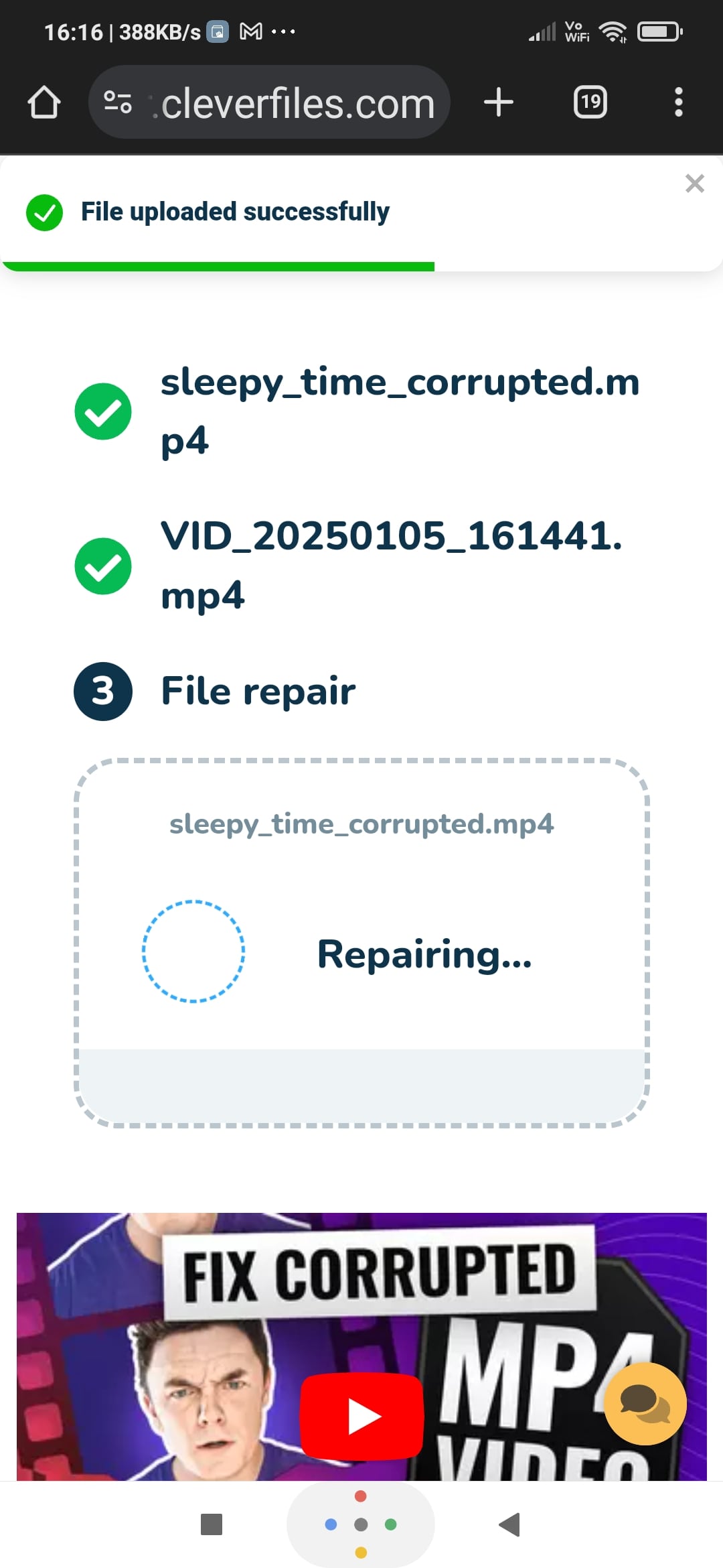 Clever Online Video Repair Processing Files