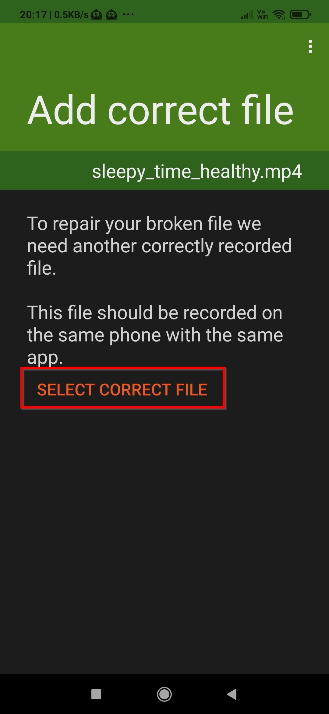 MP4Fix Video Repair Tool Select Reference Correct File