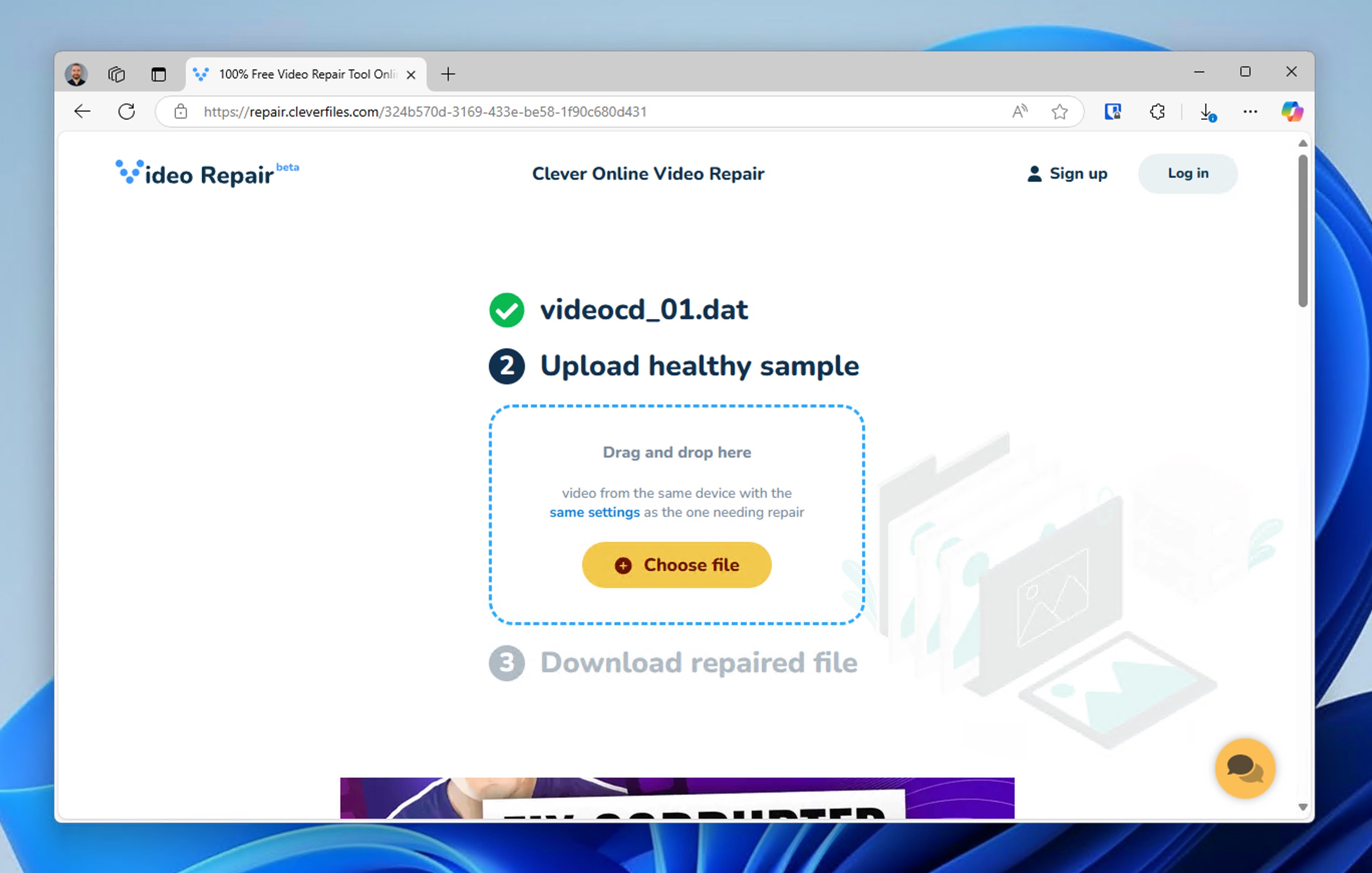 clever online video repair sample