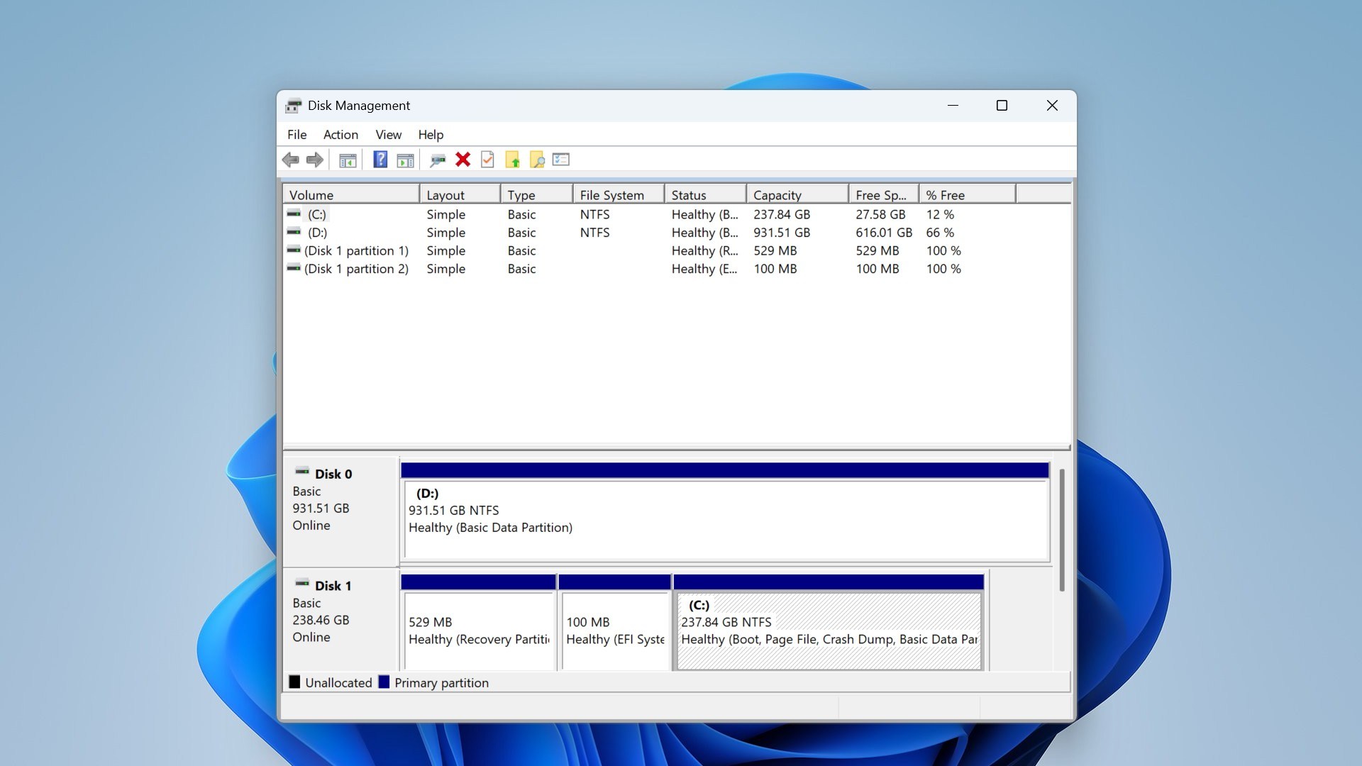 disk management interface