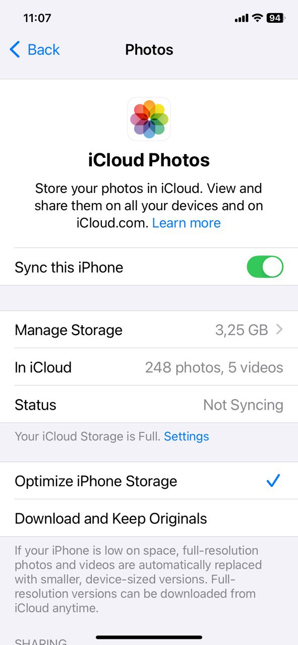 Optimize iPhone Storage